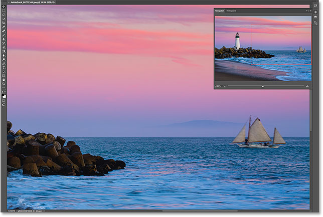 The document window after moving the View Box in the Navigator panel