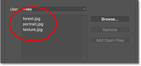 The Load Layers diaog box shows the names of the files you'll be opening.