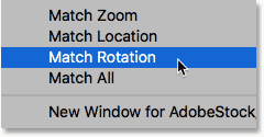 The Match Rotation option in Photoshop