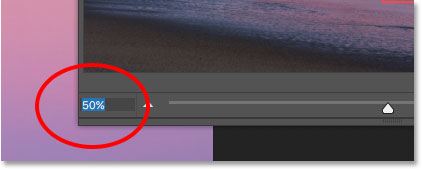Changing the zoom level in the lower left of the Navigator panel