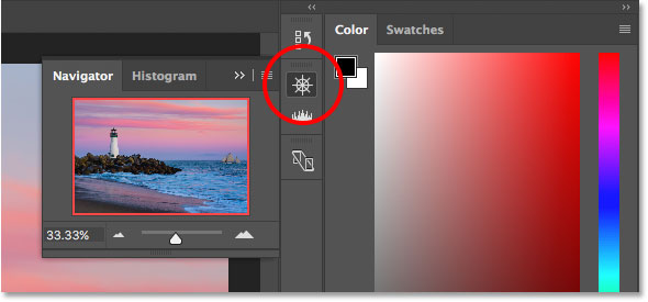 The Navigator panel open in Photoshop