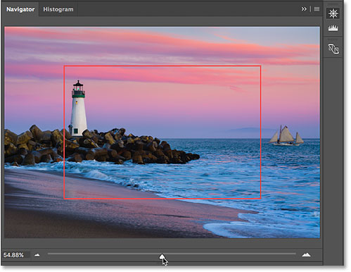 The View Box in the Navigator panel showing the visible area in the document window