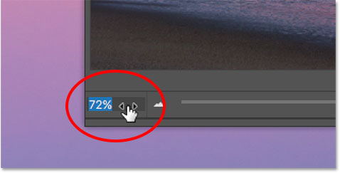 Changing the zoom level in the Navigator panel with the Scrubby Slider