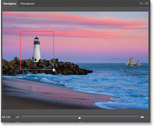 Dragging a View Box in the preview area of the Navigator panel