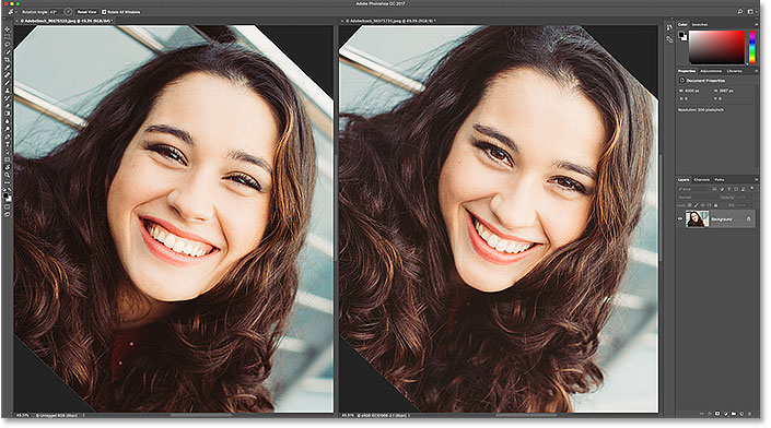 Rotating the view for the image on the left