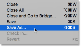 Selecting Save As from under the File menu.