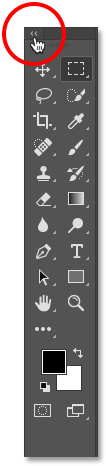 The Photoshop toolbar in a double column layout.