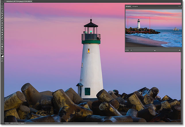 Photoshop zooms in on the area when you release your mouse button