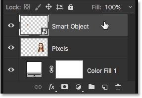 Selecting the Smart Object in the Layers panel.
