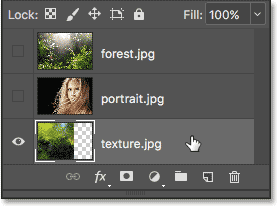 Selecting the texture layer in the Layers panel.