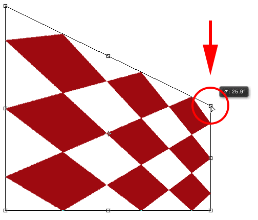 Dragging a corner handle with Skew selected. 