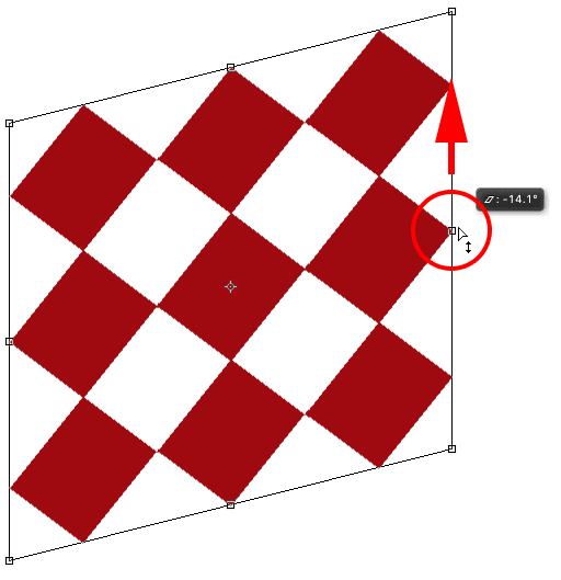 Skewing the object vertically by dragging the right handle upwards. 