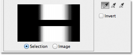 The preview window in the Color Range dialog box. 