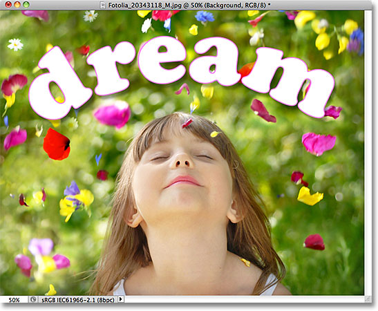 The same text with layer styles added.