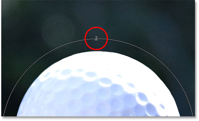 Photoshop Type Tool cursor showing a dotted wavy line through it.