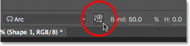 The Warp Style Orientation button.