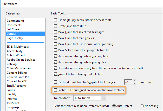 Enable PDF thumbnail previews