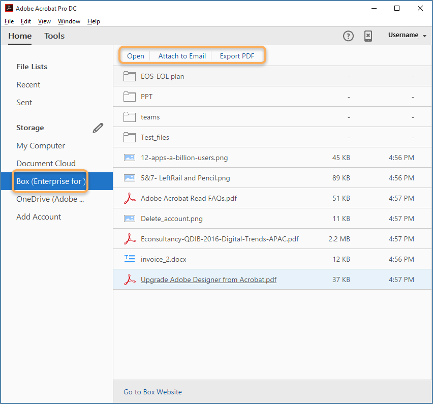 Your Box files in Home View