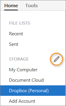 Edit button for online accounts