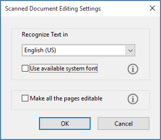 Settings for editing scanned documents
