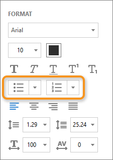 Formatting options