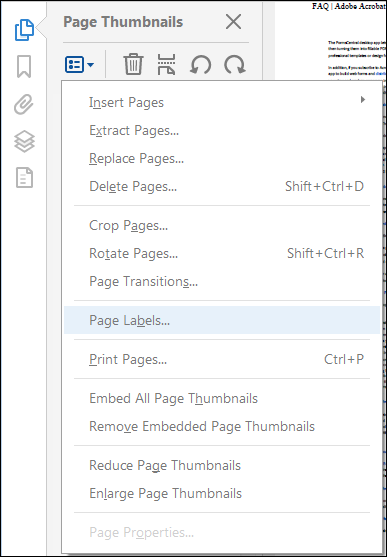 Choose Page Labels
