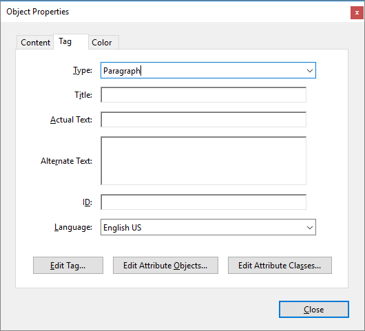 Edit properties of the tags Edit properties of the tags