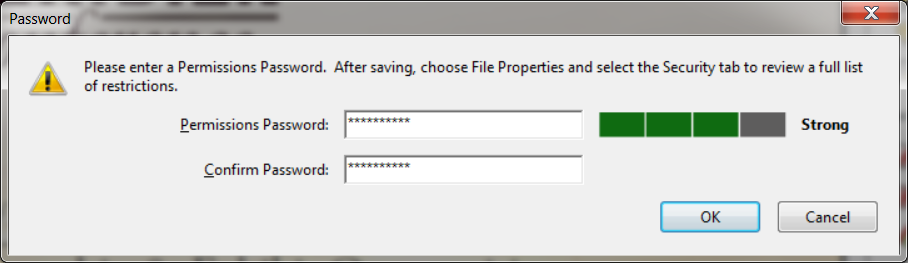 Permissions password restricts editing