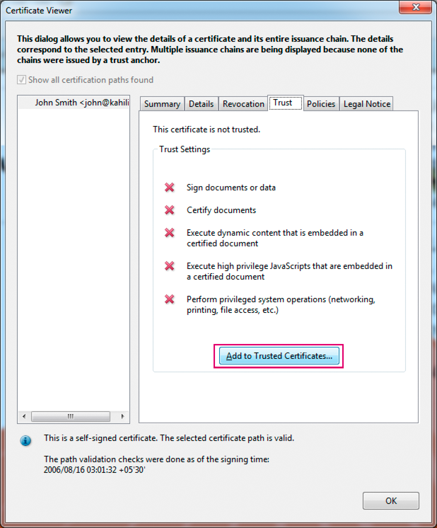 A self-signed certificate