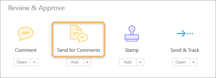 Send for Comments option in Tools pane