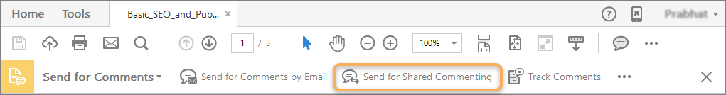 Send for shared commenting
