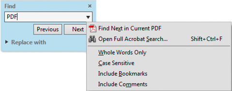Find Toolbar in Acrobat