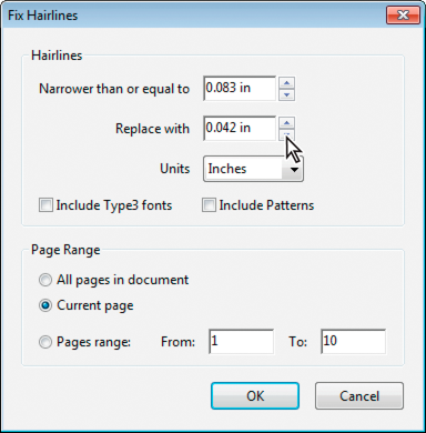 Fix Hairlines dialog box
