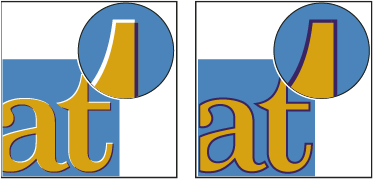 Misregistration with no trap (left) and with trap (right)