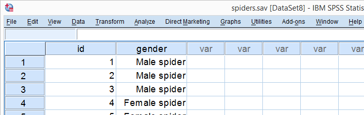SPSS Binomial Test - Spider Data