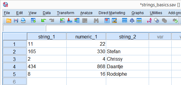 SPSS String Variable Basics Data File