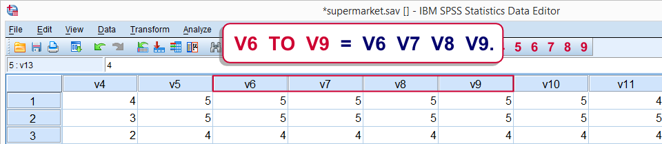 SPSS TO keyword 1