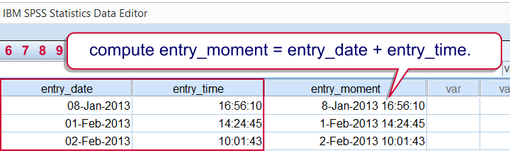 SPSS - Combine Date and Time into Datetime Variable Example