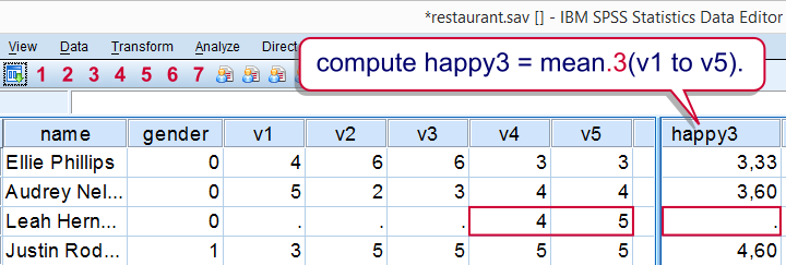 SPSS - Computing Means over Variables