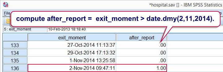 SPSS Datetime Comparison Example