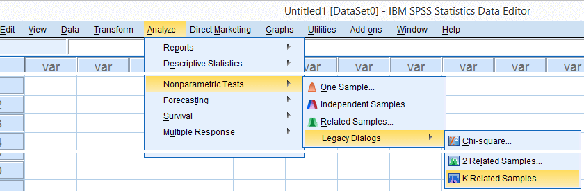SPSS Kendalls Concordance Coefficient - Main Menu