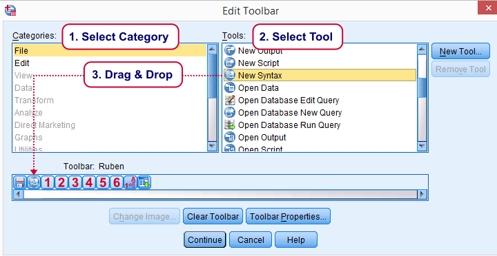 SPSS Toolbar - Adding Tools