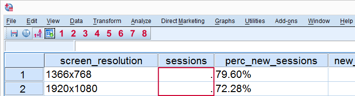 SPSS open .csv data - System Missing Values