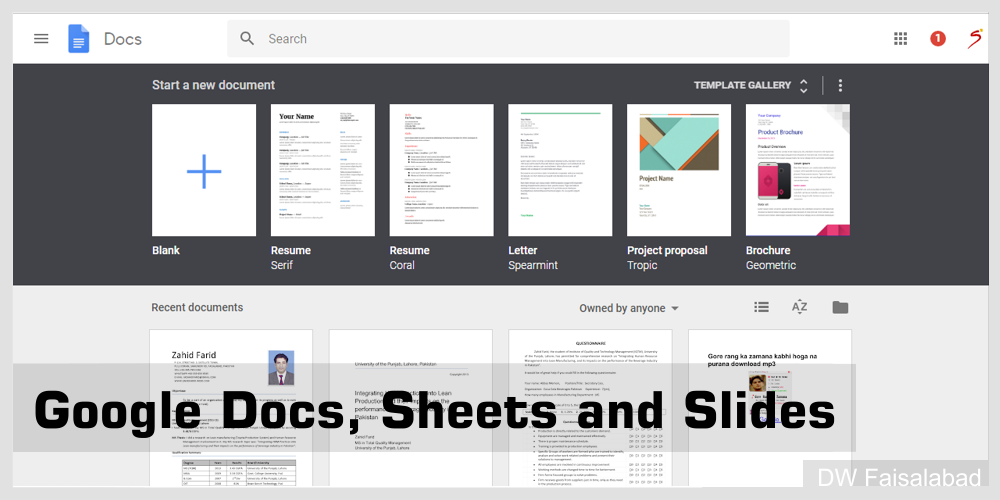 Google Docs, Sheets and Slides