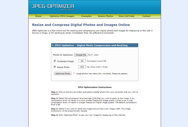Best Image Optimization websites - JPEG Optimizer