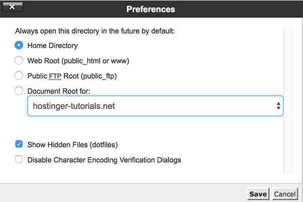 cPanel Show Hidden Files