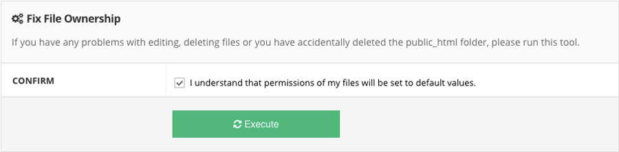 Fixing file and directory permission problem in a single click with Hostinger