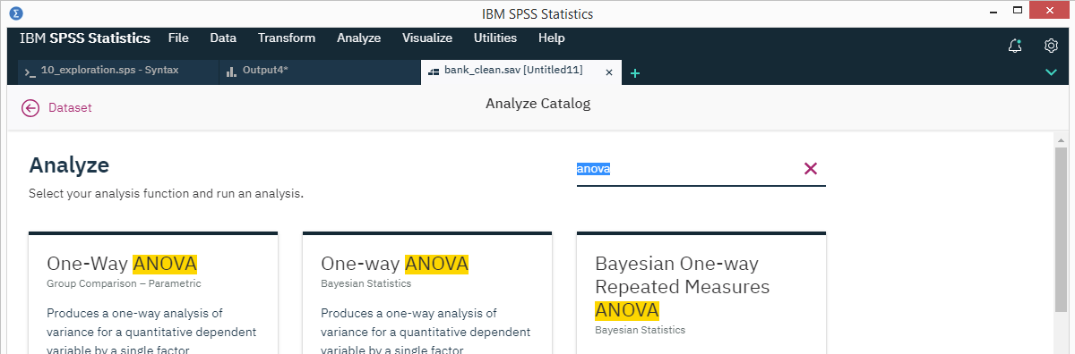 SPSS 26 Analyze Catalog ANOVA