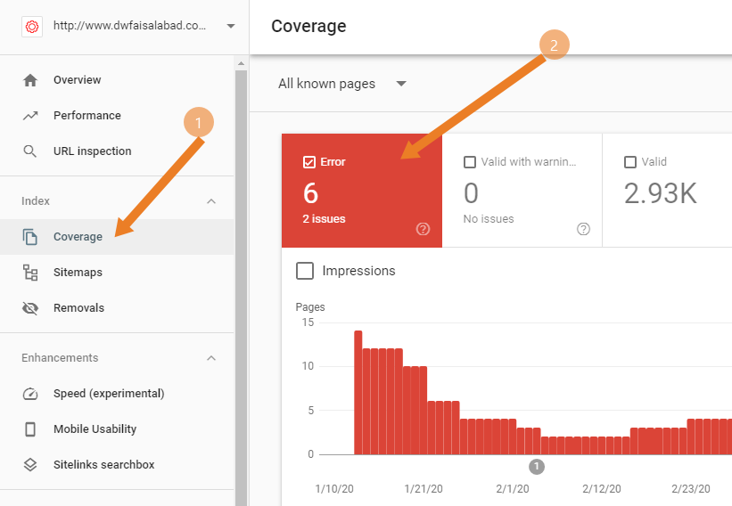 Google Search Console - Coverage