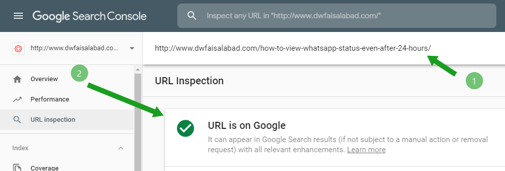 URL is on Google